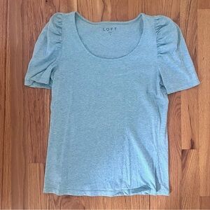 LOFT Light Sage Green Puff Sleeve Shirt - Size Small